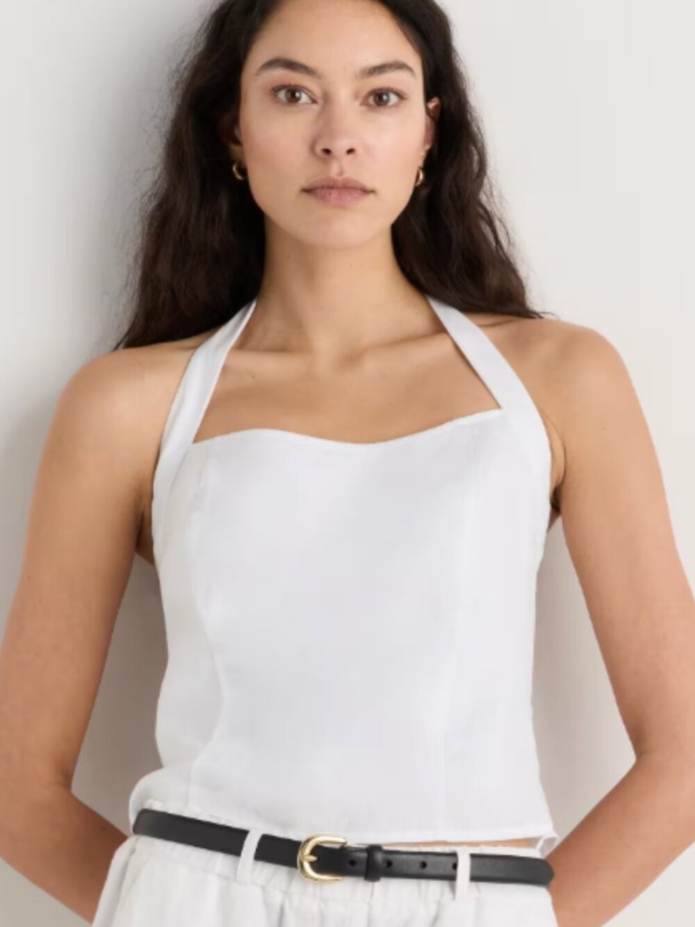 Quince 100% European Linen Halter Top White - XL